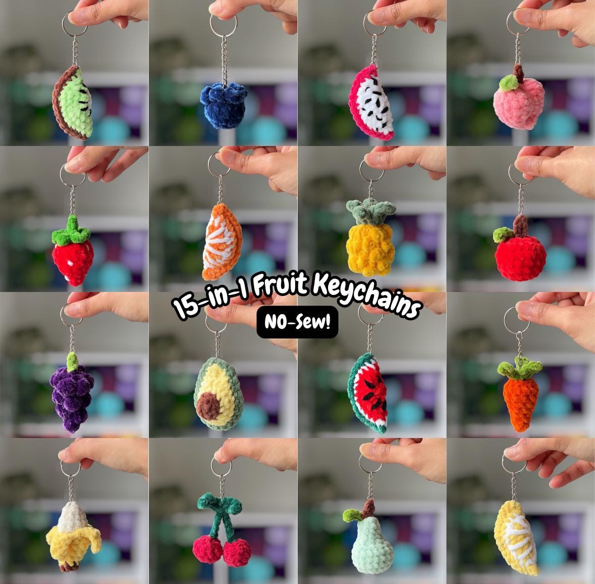 15-in-1 Fruit Keychains Bundle
